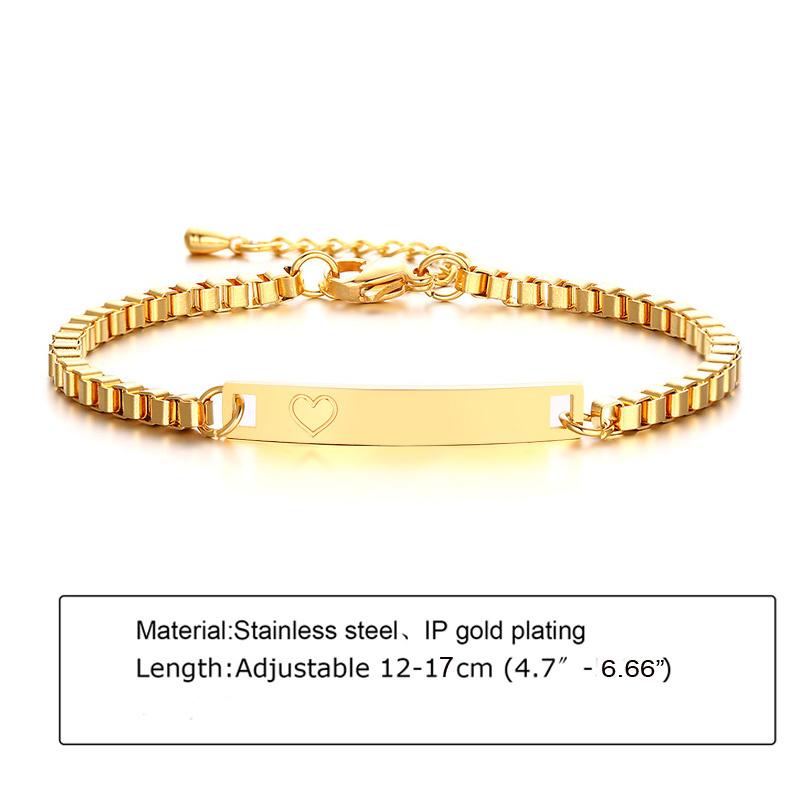 Engraved Custom Name ID Bracelet With Heart for Little Boy Girl, Stainless Steel Personalized Jewelry Birthday Gift