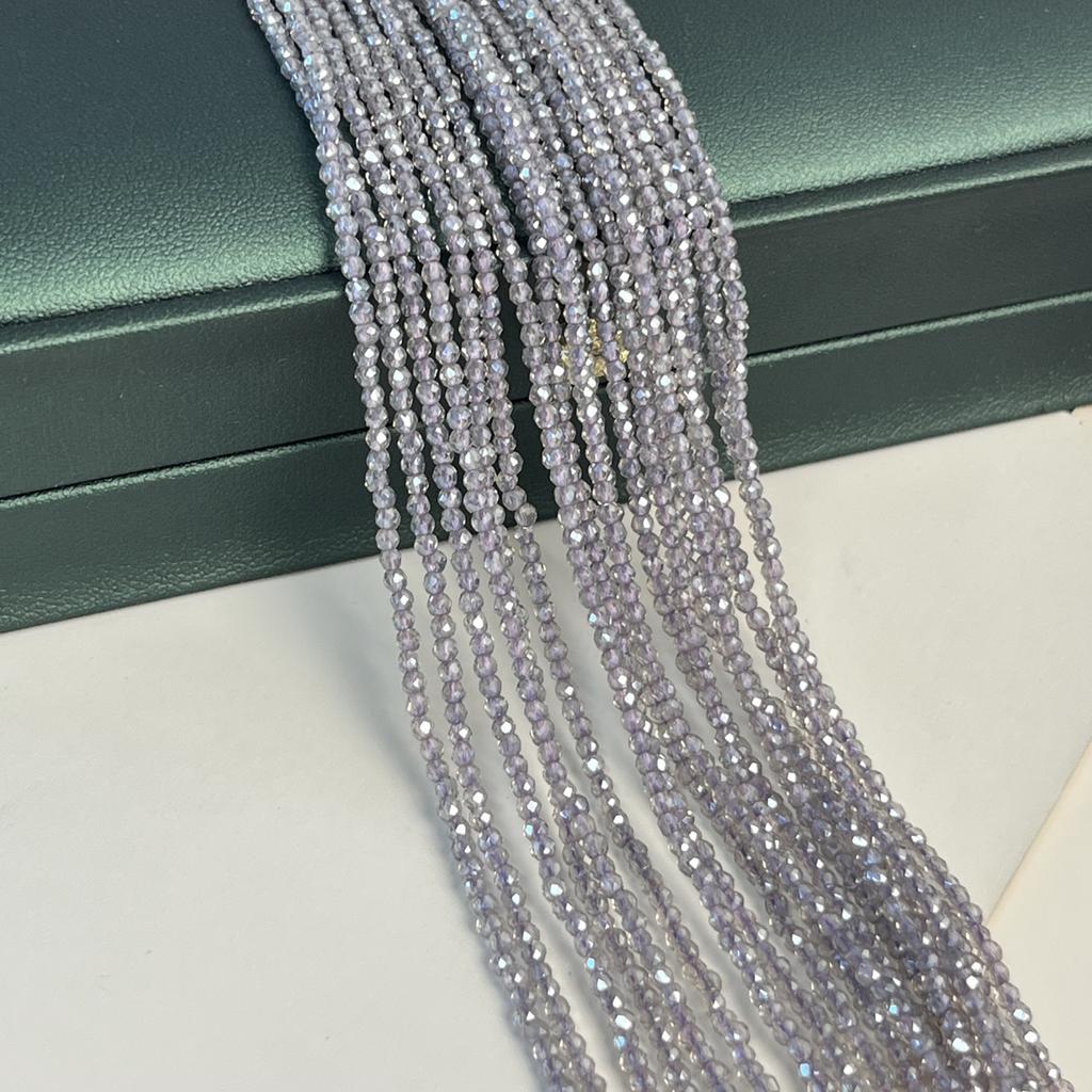 5String, Sparkling Lavender Gray Iridescent Plated Glass Beads 2mm/3mm, Dainty Loose Beads for DIY Minimalist Fairycore Bracelet Jewelry Making 38cm