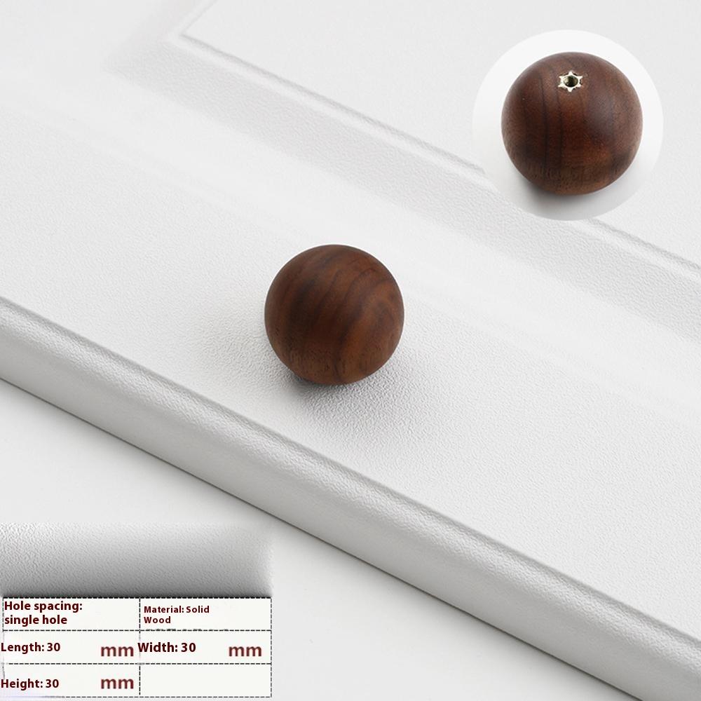 6564 30mm Drawer Pull Knob Single Hole Wooden Round Ball Cabinet Wardrobe Handle