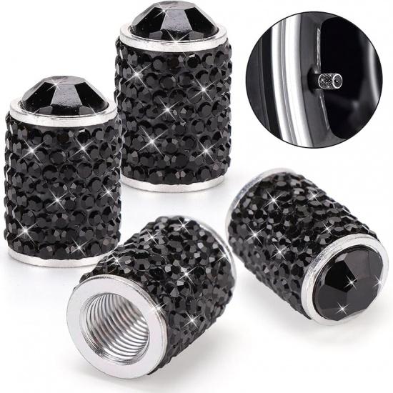 Bling Tire Valve Caps, 4 Pack Handmade Crystal Rhinestone Tire Caps Universal Bling Car Accessories for Women Dustproof Bling Valve Stem Caps Cover