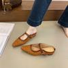 Inner height increase retro woven bag head half slippers women's shoes outer wear 2025 new summer hollow Mary Jane sandals