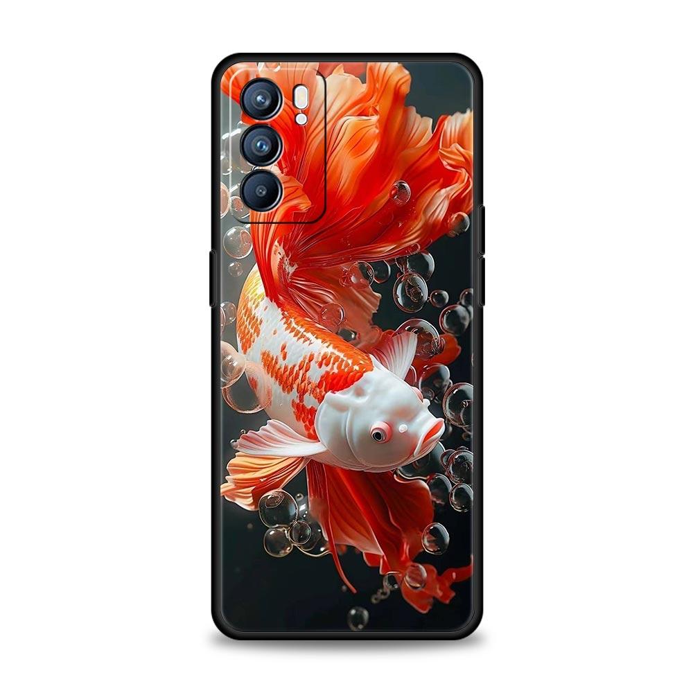 Goldfish Swimming Phone Case For Oppo A17 A31 A54 A57 A78 A79 A98 Find X5 X6 Reno 6 7 8 10 11 12 13 F Pro 5G Soft TPU Cover Bags