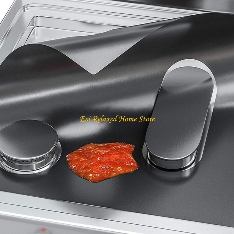 B46E 3pcs Heat Resistant Gas Stove Liners Gas Protectors Kitchen Accessories
