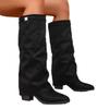 New large size pointed European and American high pants boots pleated thick heel sleeve high heel fashion boots