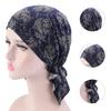 Klassisches bedrucktes faltbares Kopftuch Mütze Baumwollmischung Rüschenrand Dehnbar Schlafbeanie Haar Accessoires