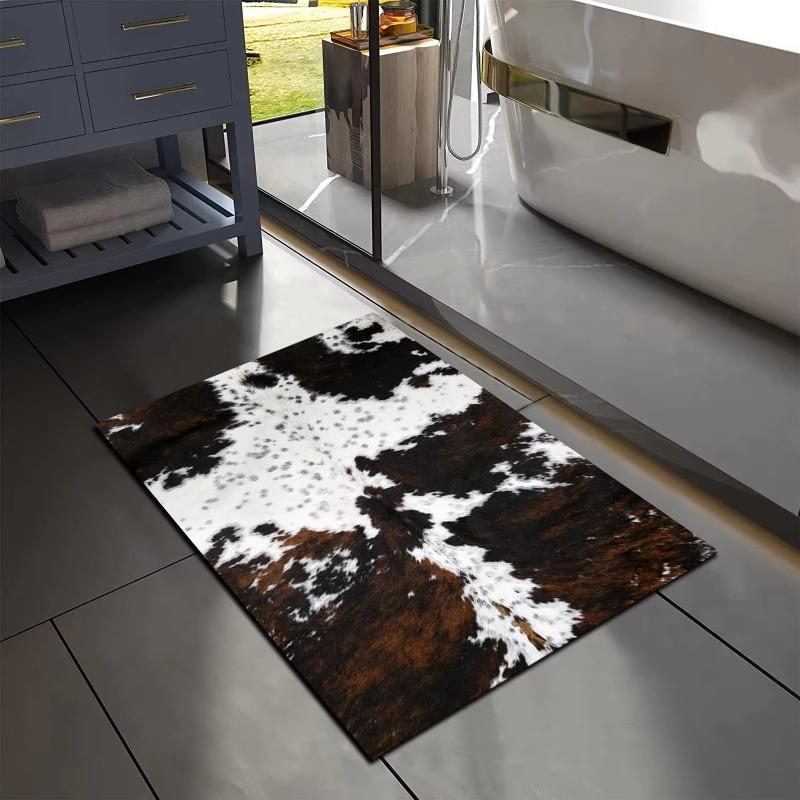 Animal Skin Pattern Area Rug Cow Fur Pattern Print Rug Rustic Farm Animal Carpet for Non Slip Door Mat Sofa Table Floor Rug