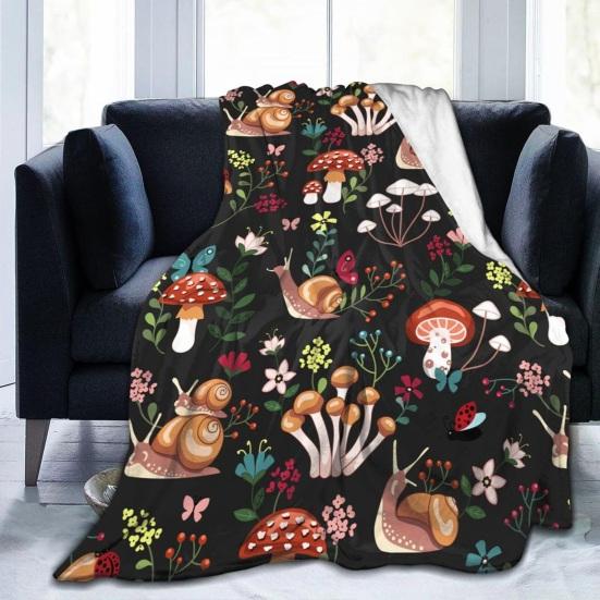 Mushroom Blanket Machine Washable Soft Flannel Blanket Warm Cozy Throw Blanket for Kids Adults Farmhouse Bed Sofa Couch