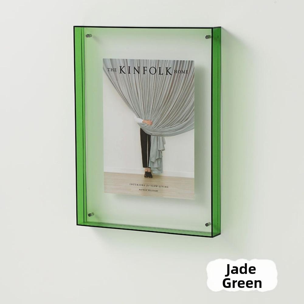 

Fashion Ins Style Photo Frame 3inch Acrylic DIY Picture Frame Without Photos Transparent Table Wall Decoration Hall Bedroom 11-14cm зелёный