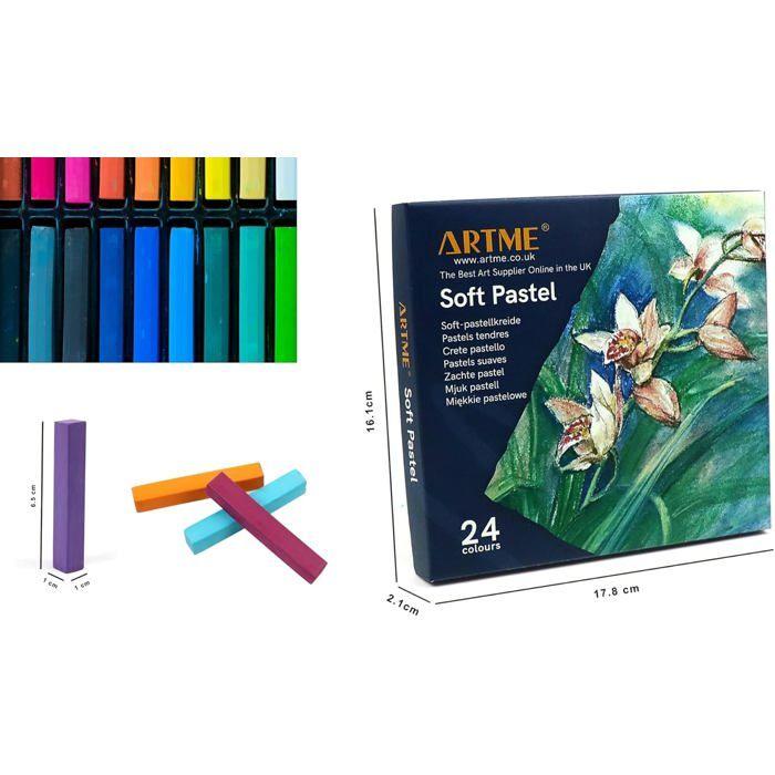 ARTME Pastels Tendres 24pcs, Couleurs Vives Assorties, Idéaux Pour L'art, L'artisanat Et Les Croquis