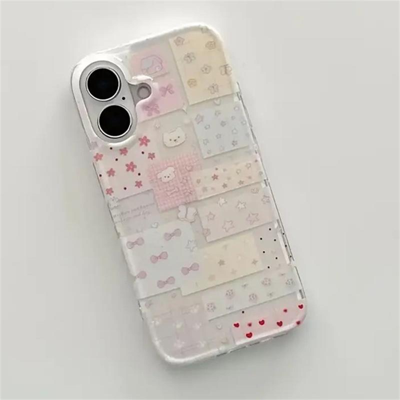 Star Bow Puppy Collage Vortex Pattern Phone Case for iPhone 16E 11 12 13 14 15 16 Pro Max XS X XR 7 8 Plus SE2 Shockproof Cover