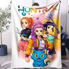K-POP Demon Hunters Flannel Throw Blanket Huntrix Tiger Soft Warm Sofa Bed Cover Travel Camping Home Leisure for Girls Fans Gift