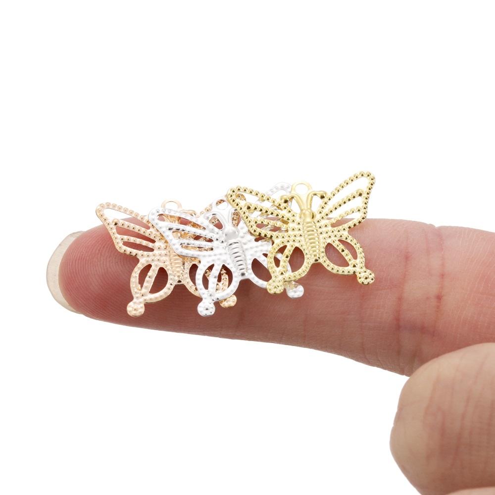 30/100Pcs/Lot Iron Hollow Butterfly Shape Pendant Charms Earrings Connector For DIY Jewelry Necklace Making Accessories