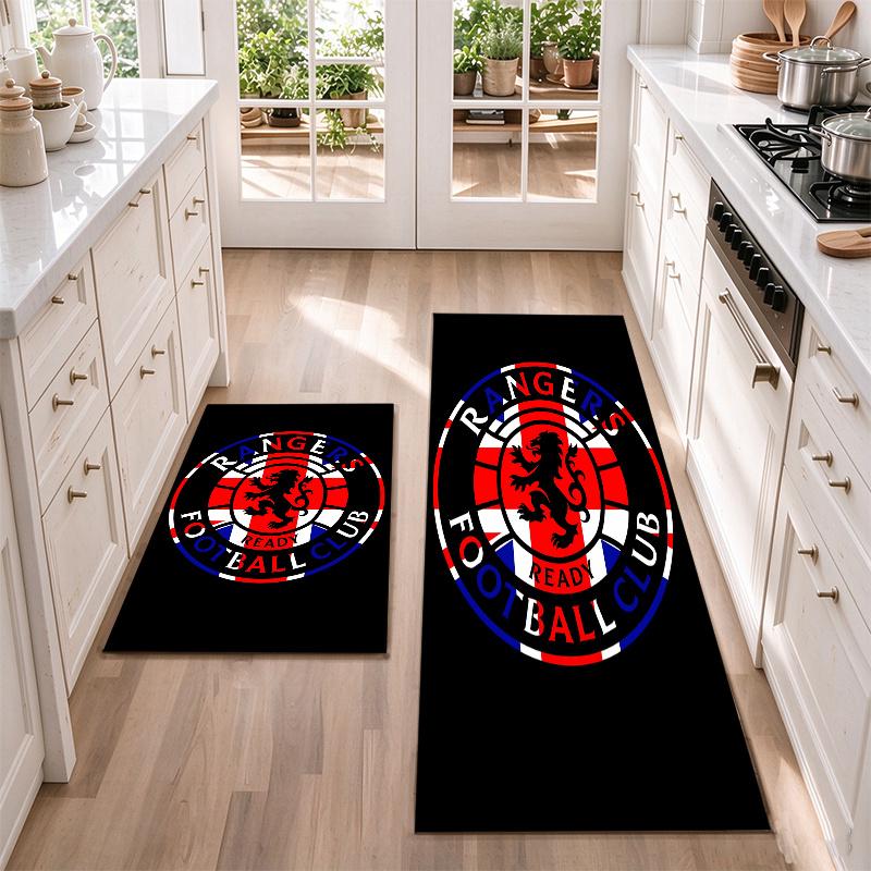 Rangers FC Flannel Kitchen Floor Mat – Non-Slip, Absorbent and Easy to Clean Suitable for Kitchens, Entryways Bedroomsand Bathrooms