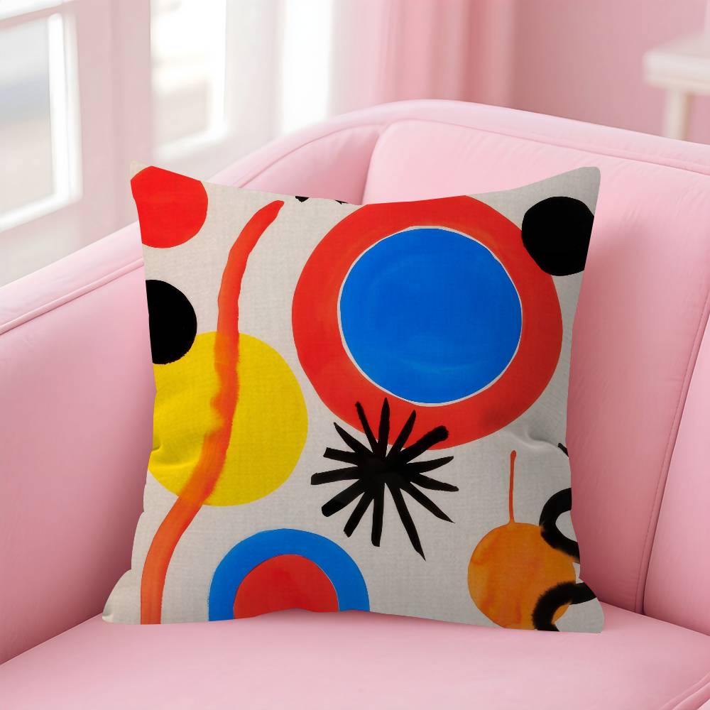 Classic painter Joan Miro Doublesided Printed pillow cover Short plush Suitable living rooms bedrooms sofas throw cushion cover