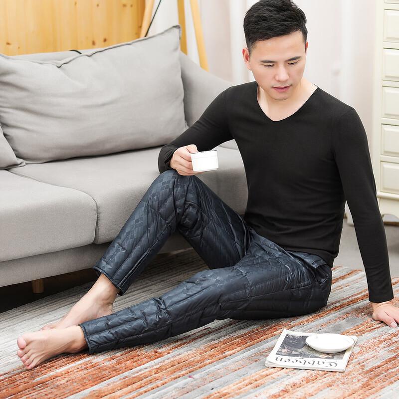 XueZhongFei Men's Elastic Windproof Warm Down Pants