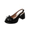 Fashion Bow Women Heeled Sandals Platform Loafers Shoes Woman Slingback 2025 Trend Dress Shallow Summer Pumps Soft Leather Sandalias