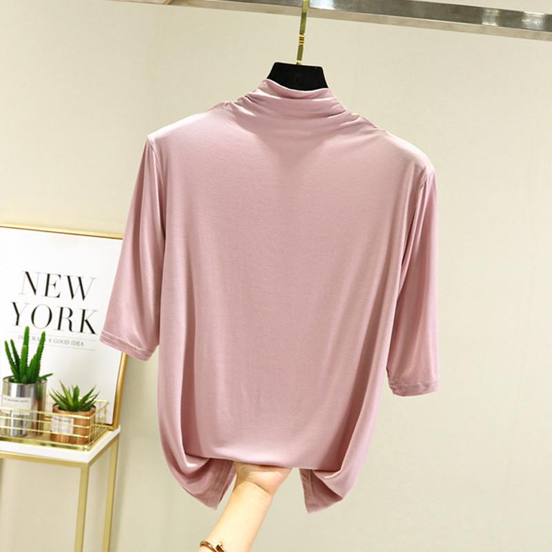 Modal Half High Neck T Shirt For Women With Soft Knit Fabric And Casual Style