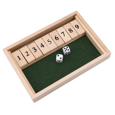 Classic Game Shut the Box Bar Game for W/ 9 Digital Tile 2 Dice for Party Desktop Men Women Interaction Family Gathering