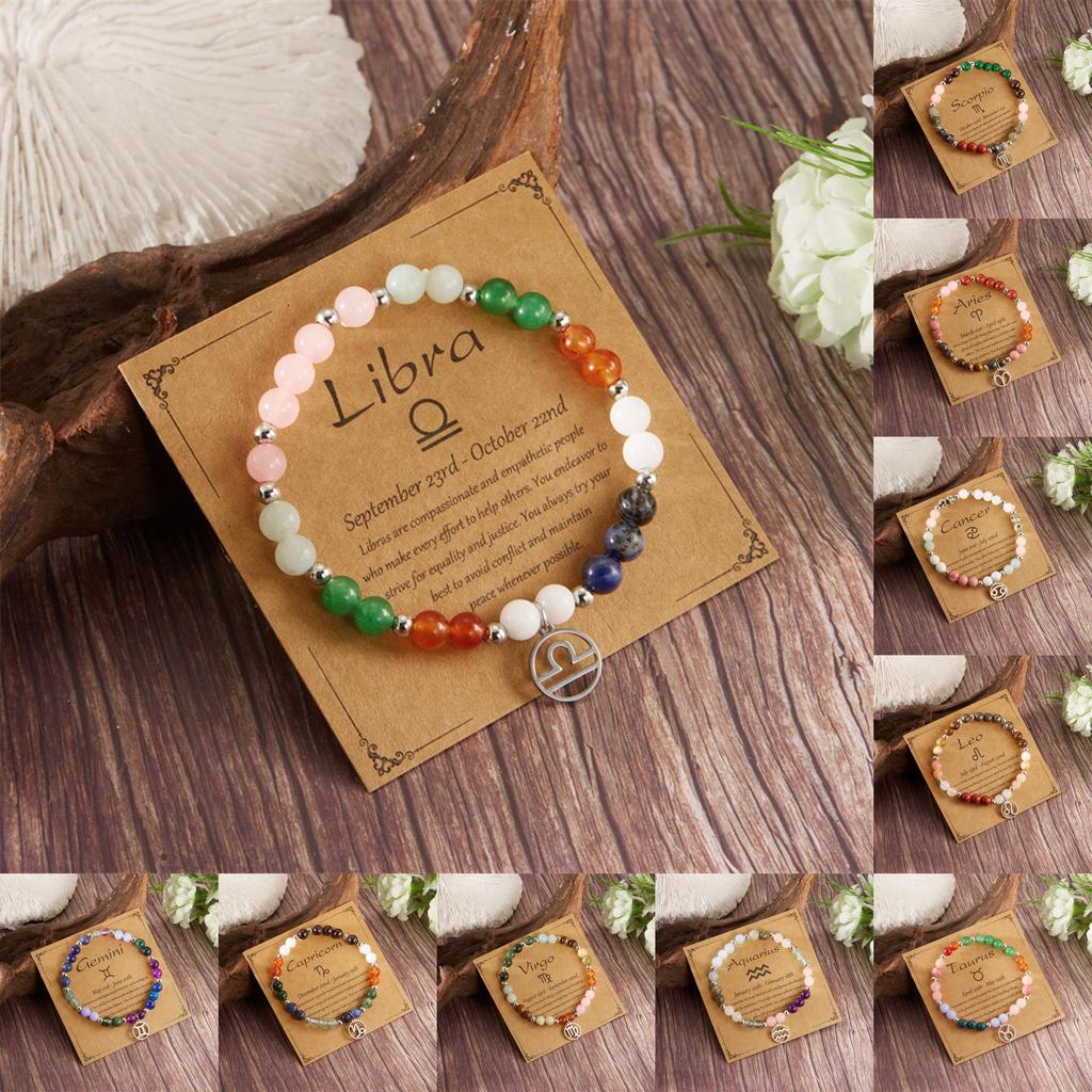 Twelve Constellation Beaded Bracelet With Natural Stones For Women Gift Ideas