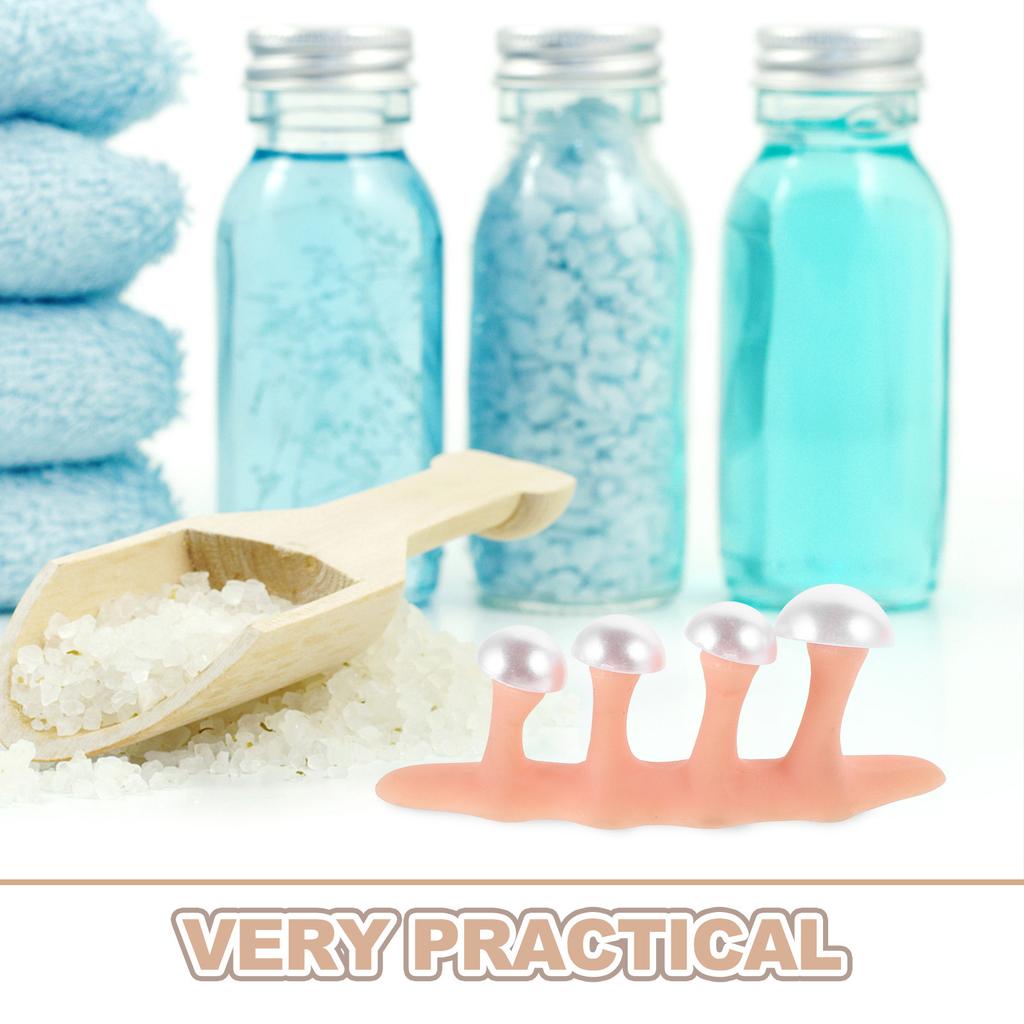 2Sets Silicone Toe Separators Pearl White Beige Soft Comfortable Toe Spreaders Pedicure Nail Art Tools Salon Home Use
