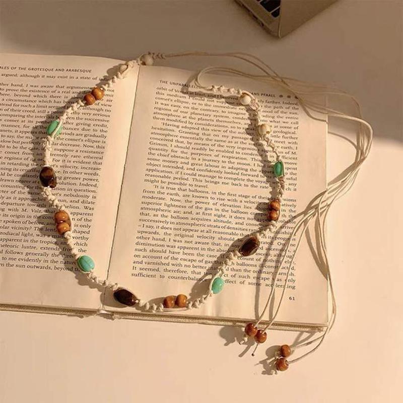 Bohemian Style Butterfly Blue Water Diamond Waist Woven Handmade Wooden Bead Belts Y2K Retro Belt Waist Chain Accessory Skirt
