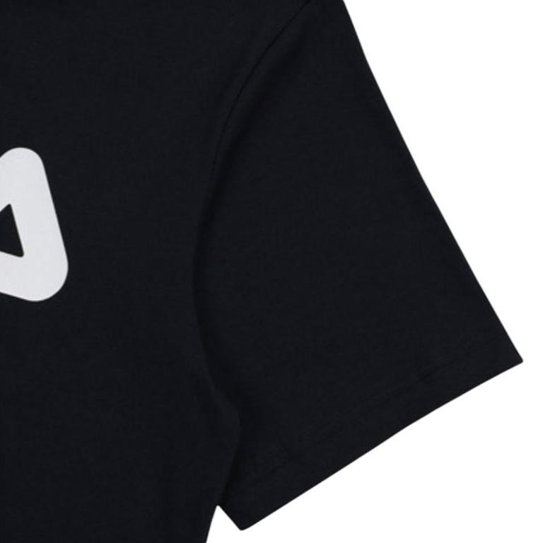FILA Minimalist Letter Logo Print American Vintage Casual Crew Neck Short Sleeve T-Shirt Unisex Tops Black FS2RSB2001X-BLK