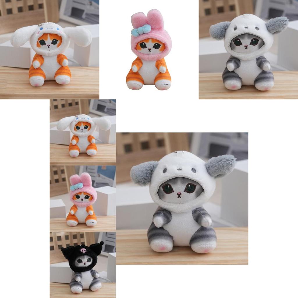 Adorable Plush Sanrio Shark Cat Backpack Keychain Doll Pendant For Creative Gifts