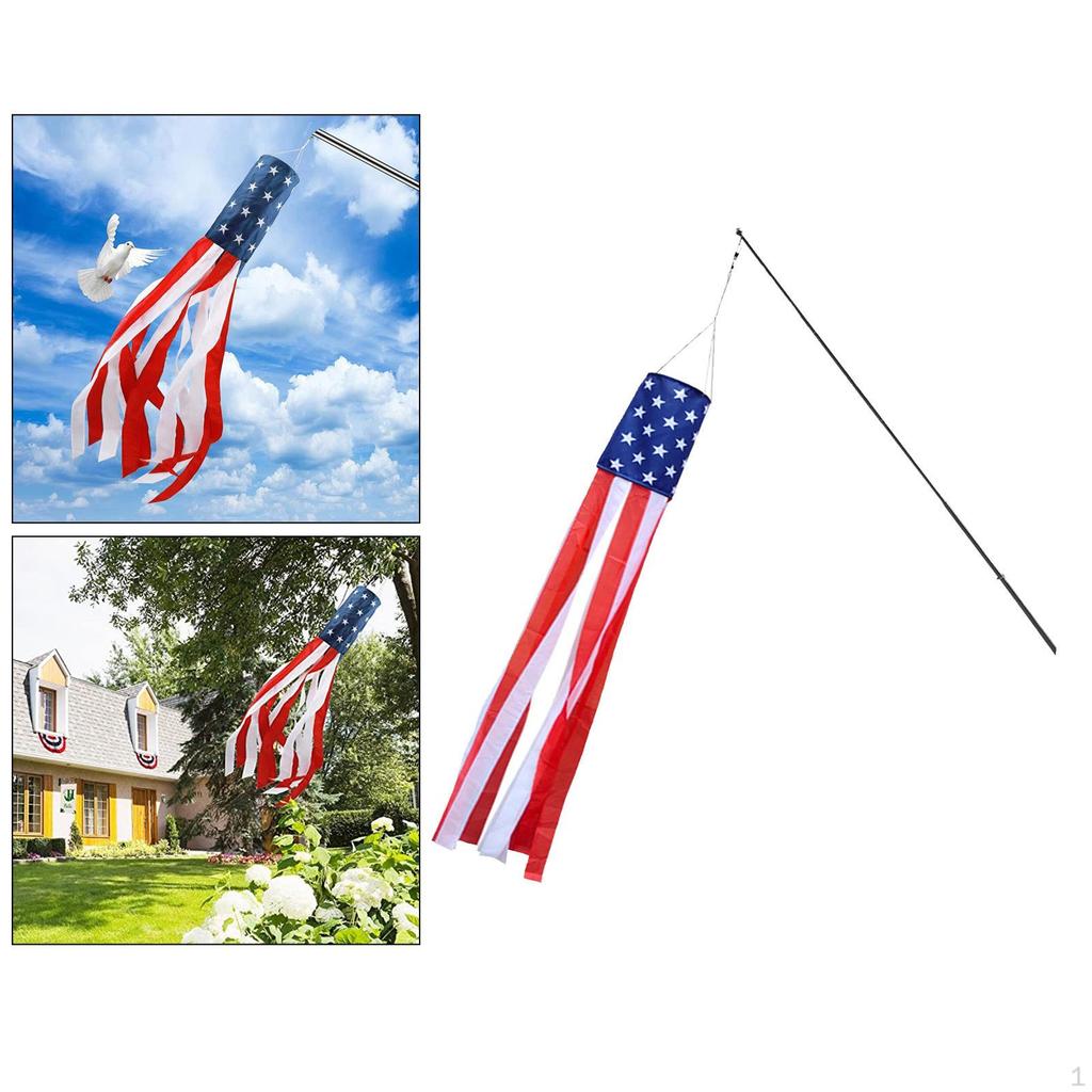 Flag Windsock USA Patriotic Wind Socks Decorations Outdoor Hanging Memorial Decor School Educational