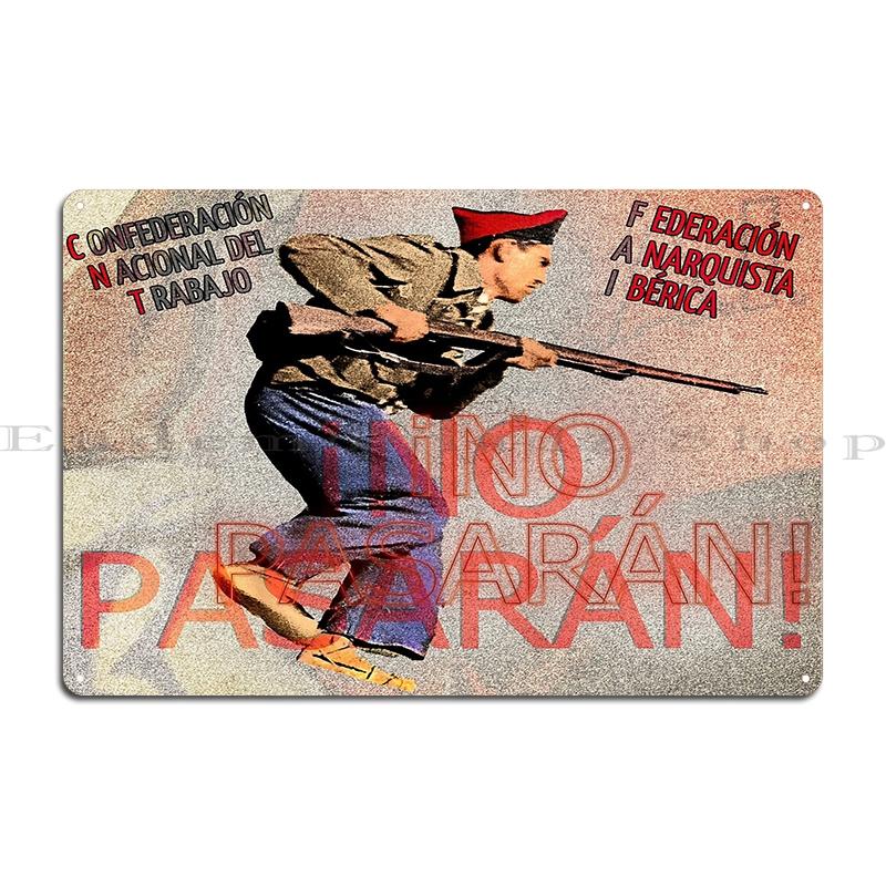 No Pasaran Spanish Revolution Civil War Metal Plaque Rusty Cinema Wall Decor Designing Cinema No Pasaran Tin Sign Poster