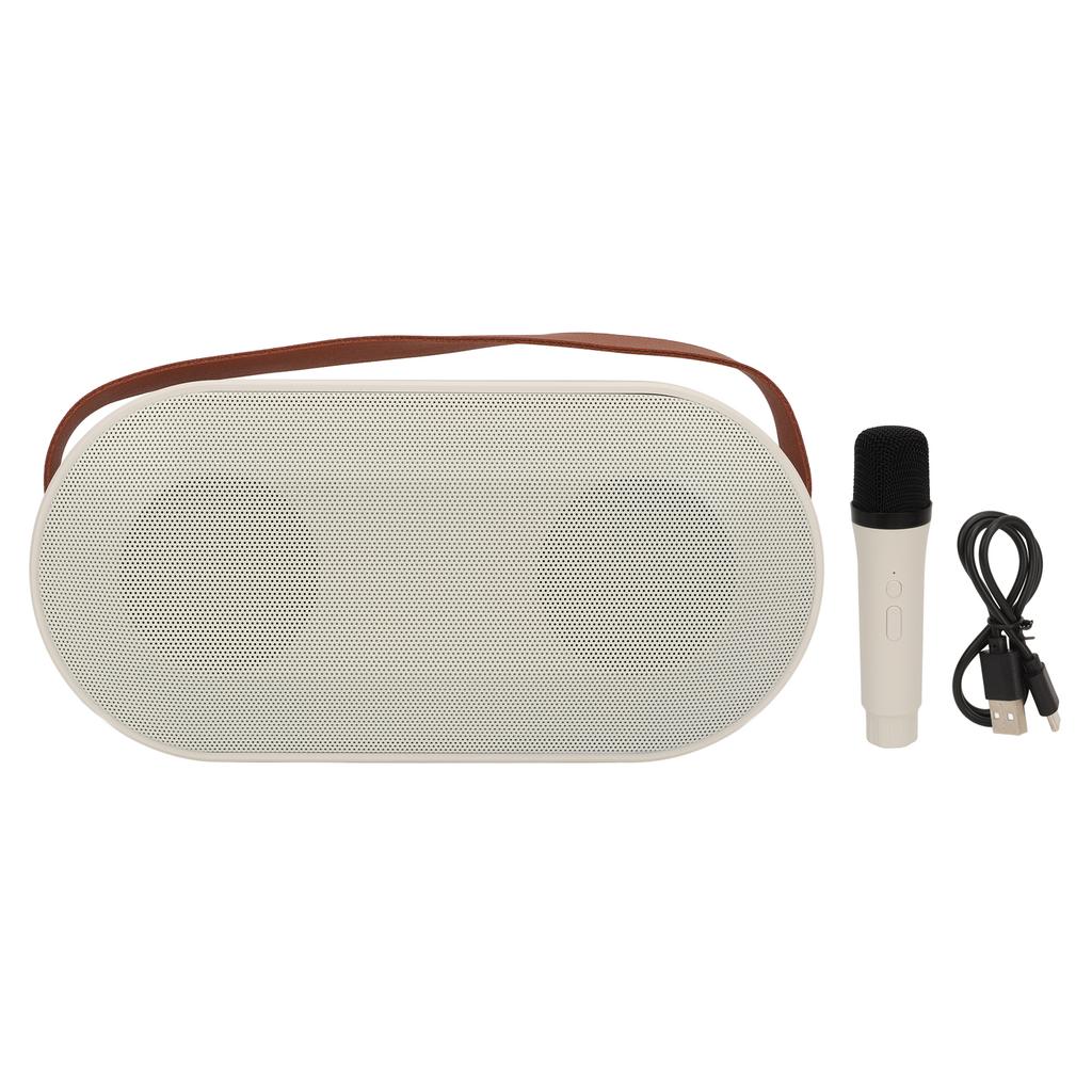 Bluetooth Microphone Speaker Cute Appearance Ambient Light High Power Portable Wireless Speaker for Home Party White
