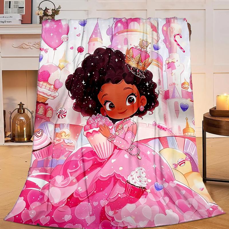 1PC Black Princess Magic Celebration Flannel Blanket Gift, Suitable for Both Men And Women, Soft Ideal for Beds And Sofa, Birthday Or Christmas Gift
