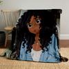 "Curly-Haired Girl with Big Eyes" Patterned Blanket, Flannel, Suitable for All Seasons, Home Decor, Warm and Cozy