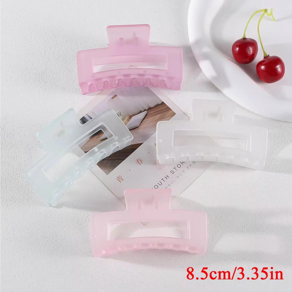 4pcs Simple Acrylic Hair Claw Clips for Women Solid Color Square Big Hair Claw Clips Fashion Shark Clip Girls Hair Accessories