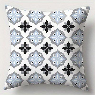 Stylish Geometric & Floral Pattern Double-sided Printed pillow cover Short plush Suitable living rooms sofas throw cushion cover 35x35cm