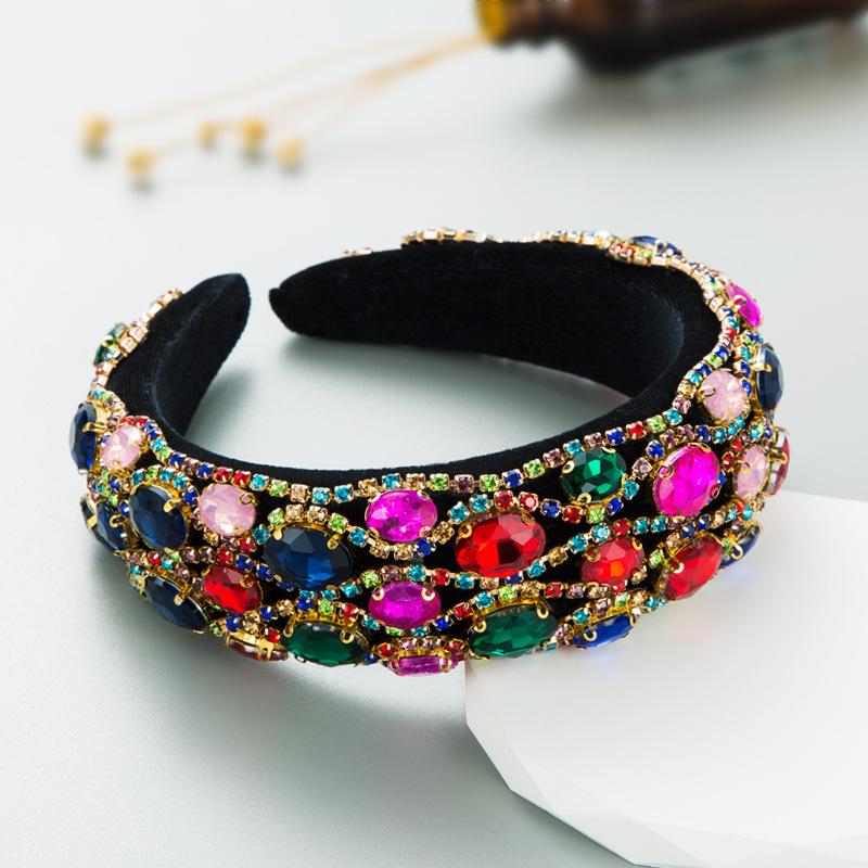 

Женская повязка на голову в стиле барокко, повязка на голову с кристаллами в стиле ретро, ​​головной убор премиум-класса для тяжелой промышленности OneSize красный