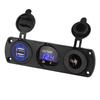 12-24V Cigarette Lighter Socket Splitter 3 In1 Waterproof 4.2A Dual USB Charger Socket Panel LED Voltmeter for Car Boat Truck