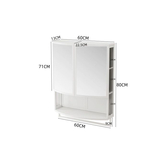 Vitrine moderne - MUVOE - 60 cm - Double porte incurvée - Miroir incassable - Blanc