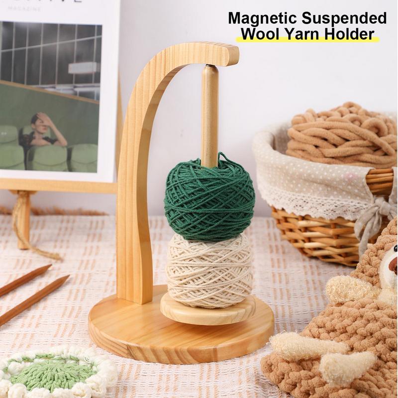 Dreh-Spinner Holz Garnhalter Spinn- Strickwerkzeuge Häkelhalter Drehbar Magnetische Garnspule Wollknäuel Aufwickler