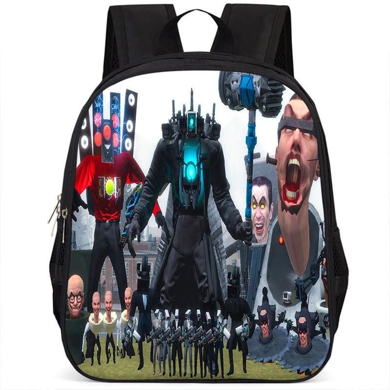 Fashionable Skibidi Toilet Kids Backpack Large Capacity Nylon Bag Unisex Design