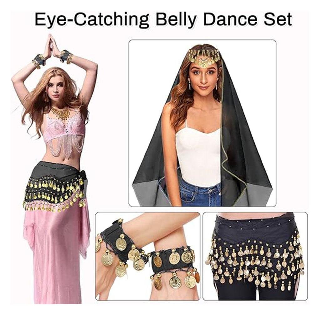 Coin Wrist Bracelets Women's Belly Dance Outfits Dance Costume Set Stage Performances