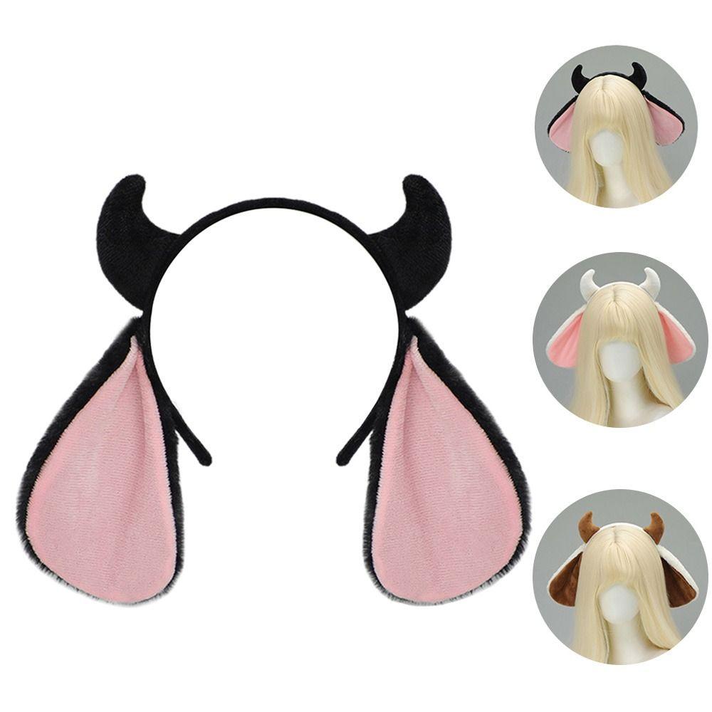 Plush Animal Ear Headbands Fluffy Goat Horn Party Headwear Lamb Headband  Halloween Dressing Up