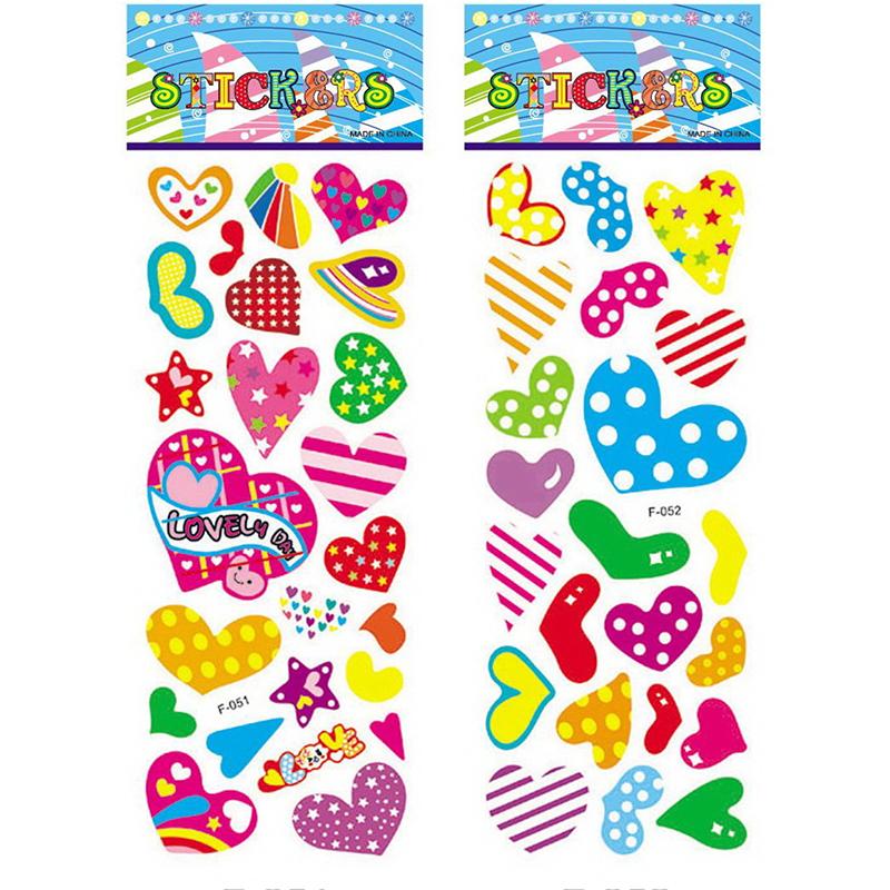 6/12/24pcs 3D Bubble Stickers Heart Sticker Design Children Sticker Toys Reusable for Kids Birthday Christmas New Year Gift TMZ