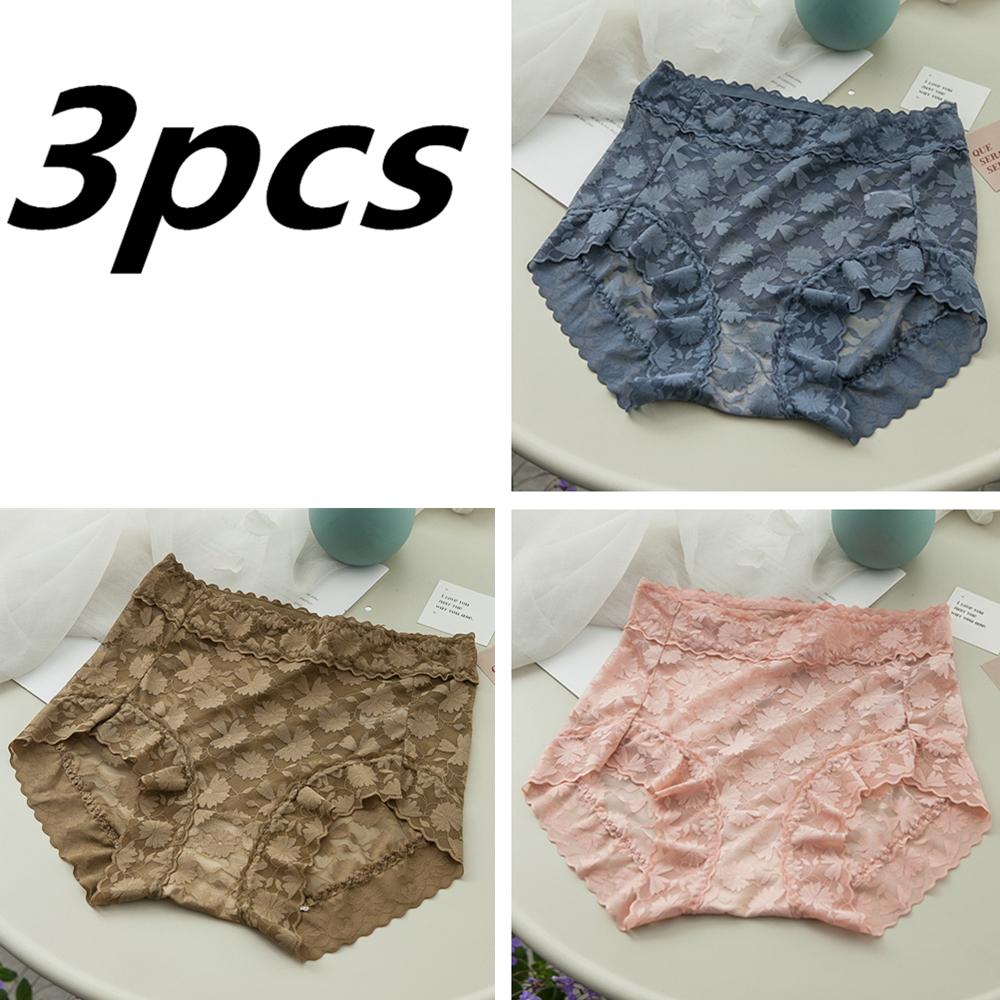 3Pcs Women Briefs High Waist Seamless Panties Breathable Tummy Control Underwear