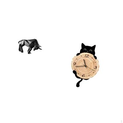 Modern Resin Bull Sculpture And Wall Clock Ornament for Office Entryway Tabletop Desk Shelf Bedroom