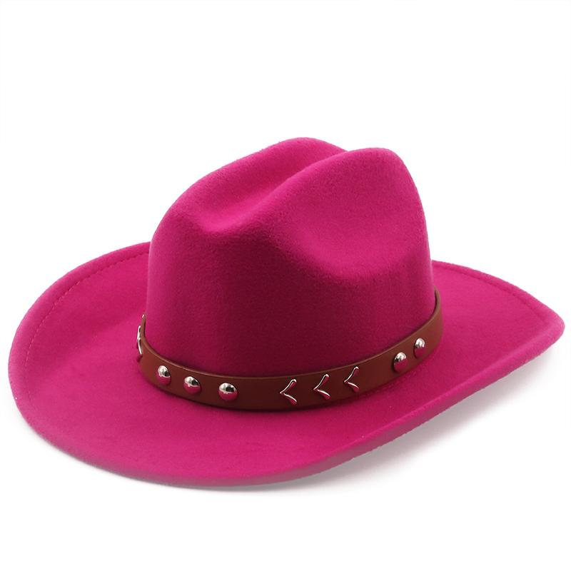 New Wool Women's Men's Western Cowboy Hat For Gentleman Lady Jazz Cowgirl With Leather Cloche Church Sombrero Caps
