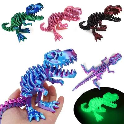 3D-gedrucktes Drachen-Set Kunsthandwerk Modell Dekoration Fidget-Spielzeug Drehbarer Tyrannosaurus Rex Skelett Dinosaurier Geschenk für Kinder Geburtstage