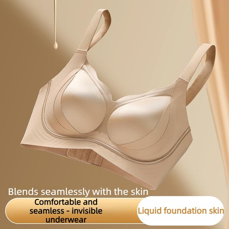 Seamless Foundation Invisible Breathable Thin Lifting Bra for Small Busts Push-up and Side Boob Reduction Fixed Cup Bra