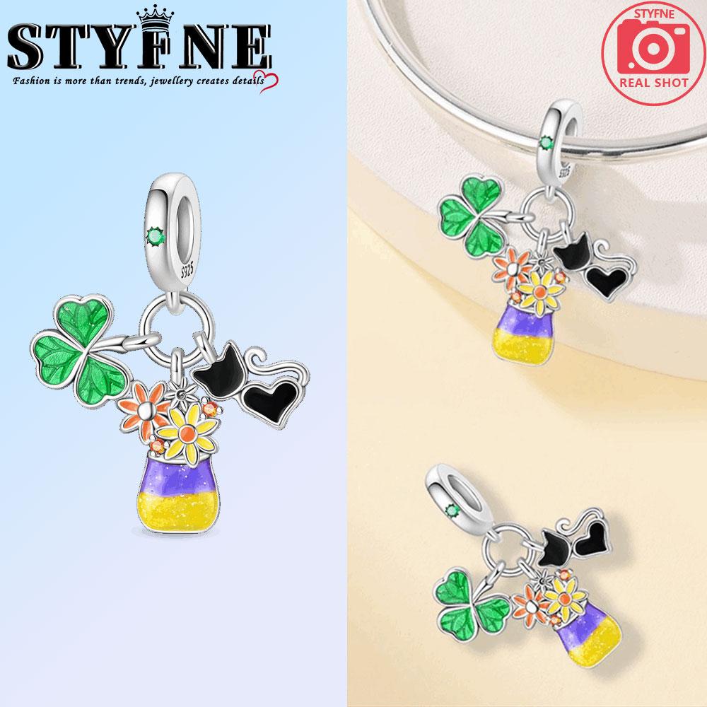 Copper Red Rose Heart Suitcase Oil Painting Vase Charms Beads Pendant For Original Bracelet Woman Girl Jewelry