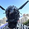Maska Punkowa Okrągła Lampa Maska Kaskowa Cosplay dla Mężczyzn i Kobiet, Fajny Maskotka Techwear, Pełnotwarzowa Maska Akcesorium do Kostiumu