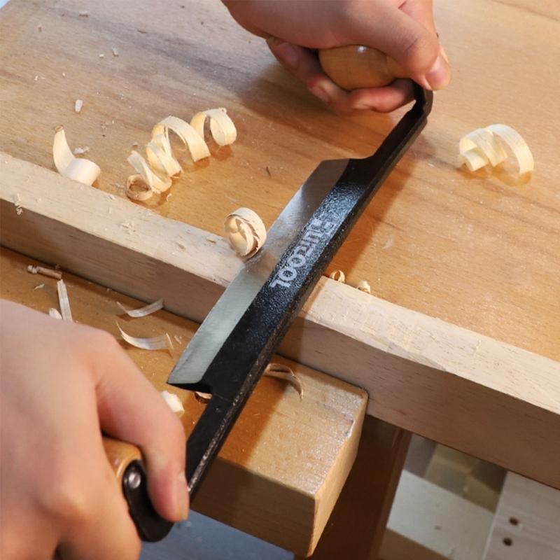 Woodworking Pull Knife Draw Knife Straight Draw Shave Knife Woodworking Tool Scraper Plane with Double Wood Handles